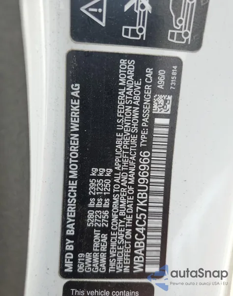 2019 BMW M850Xi из США, поврежденный, VIN WBABC4C57KBU96966